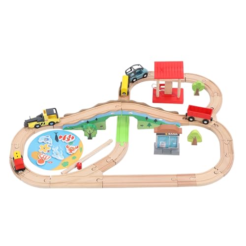 Hölzernes Eisenbahnschienen-Set, Simulations-Stadteisenbahn-Set für Kinder, Kleinkinder, Spielzeug ab 2 Jahren von Srliya