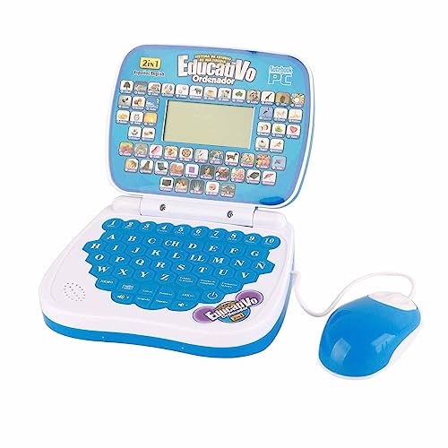 Interaktiver Zweisprachiger Lern-Laptop für Kinder mit Englisch-Spanisch-Musikfunktion, Ideales Lernspielzeug für Kinder (Blue) von Srliya
