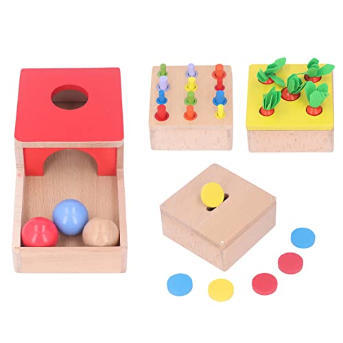 Karottenernte-Spielset, 4-in-1-Spielset aus Holz, Objekt-Permanenzbox, Karottenernte-Form, Farbsortierung, Stapeln, Lernspielzeug für Kleinkinder von Srliya