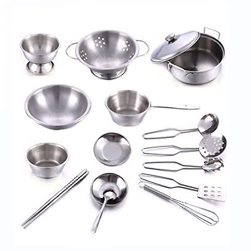 Küchenzubehör-Set aus Edelstahl, 16-teilig, Töpfe und Pfannen, Küchenspielzeug, Edelstahl, Rollenspiel, Kochspielzeug für Kinder, Küchenzubehör-Set Küchenzubehör-Set aus Edelstahl, 16-teilig, Töpfe und Pfannen, Küchenspielzeug, Edelstahl, Rollenspiel, Kochspielzeug für Kinder, Küchenzubehör-Set von Srliya