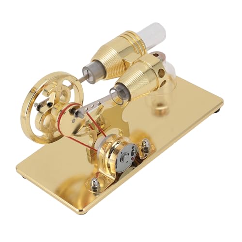 LED -Lampenmodell von Stirling Engine, Bildungsspielzeuggenerator für Wissenschaft, Aluminium -Legierungsglas, 17,5x9.5x11.5 cm (Gold) von Srliya