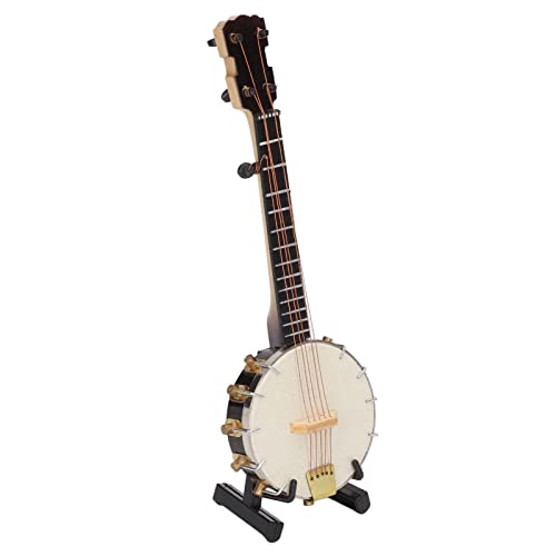 Miniatur Banjo Model Lifelike Glatter Oberflächen Puppenhauszubehör mit Klammerspeicherbox für Geschenke Spielzeugdekoration von Srliya