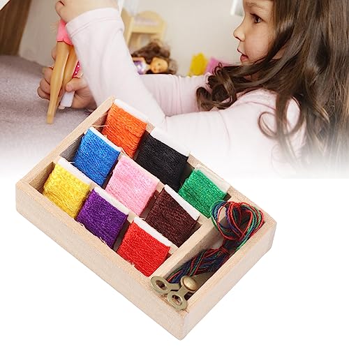Puppenhaus-Nähkasten-Set, Detailreich, Exquisite Leuchtende Farben, Miniatur-Nähkasten Im Maßstab 1:12 für DIY-Dekoration, Birkenfaden-Metall von Srliya