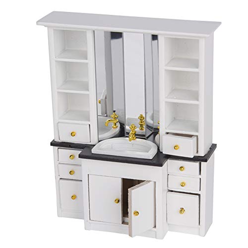 Srliya 1/12 Puppenhaus Mini-Waschtischschrank Puppenhaus Mini-Waschtischschrank Waschbeckenschrank Schrank Mini-Möbel Badezimmer Küche Dekor Mini-Möbel (Weiß) von Srliya