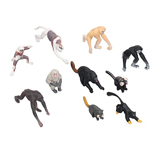 Srliya 10 Mini-Primatenmodelle, Inklusive Nasenaffe, Gibbon, Orang-Utan-Lemur, Ideal für Tierornamente, Pädagogische Spielsets von Srliya