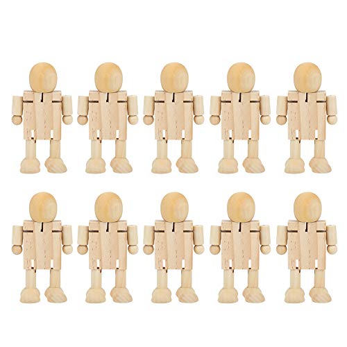 Srliya 10pcs Hölzerne Verformungsroboter Lustige Mann Spielzeugfigur für DIY -Malereien Kunsthandwerk, Flexibler Gelenk Poable Schreibtischverzierung Geeignet für Kirschfarbe von Srliya