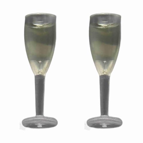 Srliya 2pcs Doll House Champagner Glasmodell, Simulationsdekoration Spielzeug für Puppenhaus und Geburtstagstorte, Sicheres Plastikharzmaterial Gute Eignung (Eine Champagnergläser) von Srliya