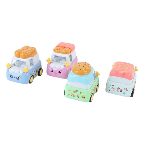 Srliya 4 Stück Pull-Back-Autos, Bezaubernde Cartoon-Dessert-Legierung, Realistische, Reibungsbetriebene Pull-Back-Trucks, Spielzeugfahrzeuge für Kinder (B-Typ) von Srliya