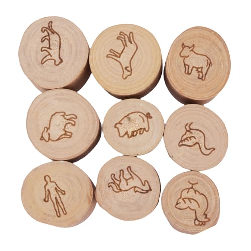 Srliya 9pcs Tierdruckmarken Verbessern Kreative Projekte, Sandalenholz Multifunktional Dekorative Tiere Briefmarken für Sammelalbum, Crafters, von Srliya
