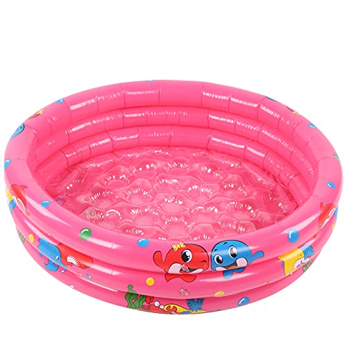 Srliya Babypool, Dickes PVC, Sicher, Weich, Wasserspiel für, Aufblasbarer Kinderpool für Drinnen und Draußen, Pink, Leicht zu Transportieren (90 cm) von Srliya
