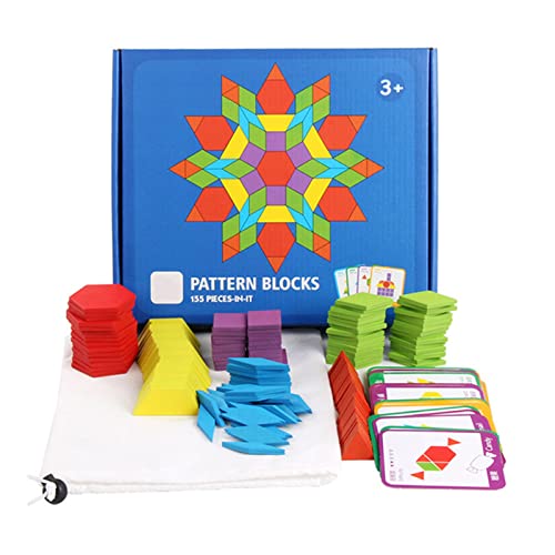 Srliya Holzklötze-Spielzeug, 155 Blatt, Holzmuster-Puzzle-Spielzeug, Mehrfarbig, Pädagogisches Lernen, Geometrische Formen, Puzzle für von 3 Bis 6 Jahren Srliya Holzklötze-Spielzeug, 155 Blatt, Holzmuster-Puzzle-Spielzeug, Mehrfarbig, Pädagogisches Lernen, Geometrische Formen, Puzzle für von 3 Bis 6 Jahren von Srliya
