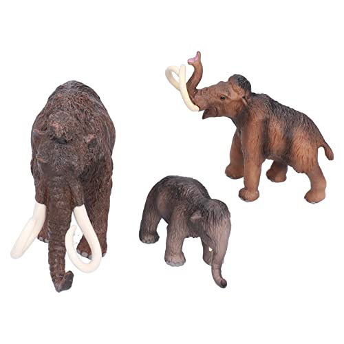 Srliya Mammoth Family 3 Toy Set, Realistische Simulierte Plastik-Mammutspielzeug, Bildungstiermodell für, Handbemaltes PVC-Material von Srliya