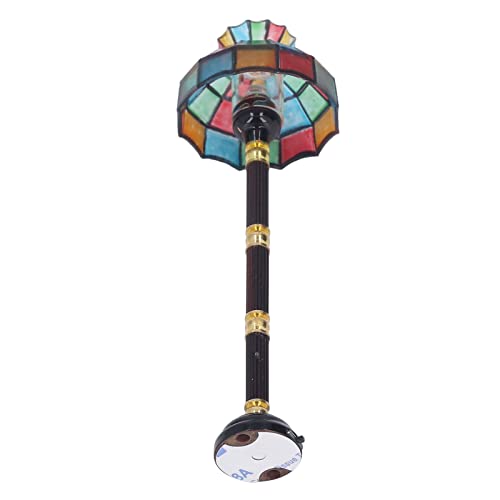 Miniatur-Puppenhaus-Stehlampe, LED, Bunt, Batteriebetrieben, Retro-Dekorationslicht für Puppenhaus-Mikro-Landschaftsbau, Metall und Glas, ca. 11,5 cm Miniatur-Puppenhaus-Stehlampe, LED, Bunt, Batteriebetrieben, Retro-Dekorationslicht für Puppenhaus-Mikro-Landschaftsbau, Metall und Glas, ca. 11,5 cm von Srliya