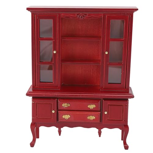Srliya Miniaturschrank aus Holz Im Maßstab 1:12, Puppenhaus-Bücherregal, Schrank mit Aufklappbarer Tür, Schublade Zimmer, Klassischer Dreistöckiger Schrank mit Zwei Türen von Srliya