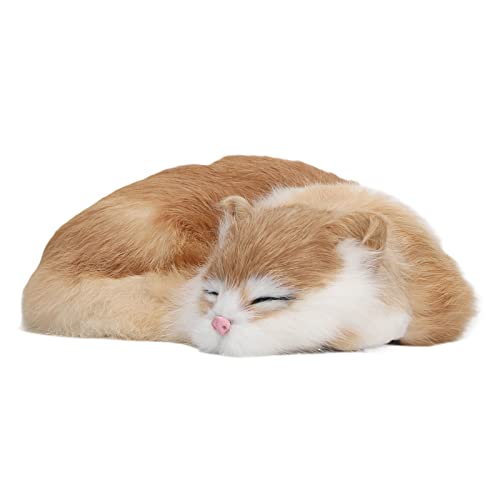 Srliya Pelzige Schlafende Katzenfigur, Simulation, Flauschiges, Dekoratives Plüsch-Schlafkatzenmodell für das Heimbüro von Srliya