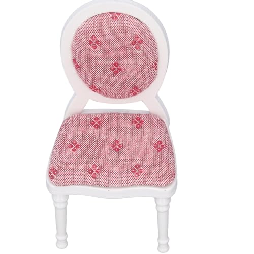 Srliya Puppenhausstuhl Im Maßstab 1:12, Weißer Retro-Holzstuhl mit Hoher Rückenlehne, Mini-Puppenhausmöbel-Ornamente für Mehr Eleganz, Birkenholz und Stoffmaterialien von Srliya
