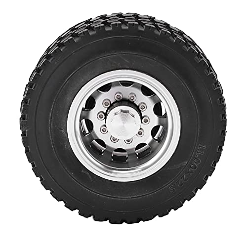 Srliya RC-Hinterradnabenfelgen aus Aluminiumlegierung, Starke Verschleißfestigkeit für Traktor-LKW-Autoteile mit 22 Mm Breiten Hinteren Gummiladerrädern für 14 RC-Anhänger (Schwarz) von Srliya