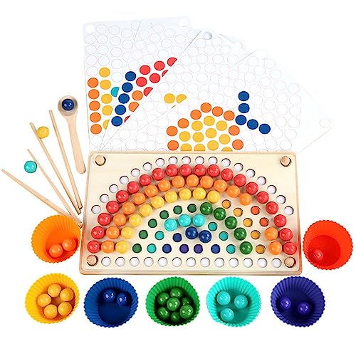 Srliya Regenbogen-Clip-Perlen, Holz-Steckbrett-Perlen-Spiel, Pädagogisches Regenbogen-Clip-Perlen-Puzzle, Sortierspielzeug für Kleinkinder Im Vorschulalter Srliya Regenbogen-Clip-Perlen, Holz-Steckbrett-Perlen-Spiel, Pädagogisches Regenbogen-Clip-Perlen-Puzzle, Sortierspielzeug für Kleinkinder Im Vorschulalter von Srliya