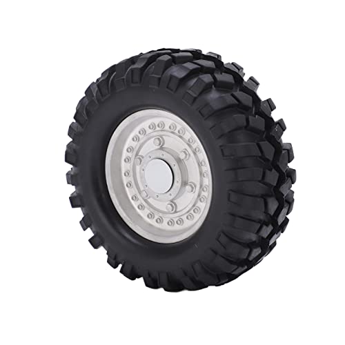 Srliya Robuste RC-Car-Reifen aus Gummi mit Aluminiumlegierungsrad, Hochverschleißfester Kletterautoreifen mit Starker Dämpfung, Upgrade-Gummireifen mit Langer Lebensdauer für CC01, MST, (Silber) von Srliya