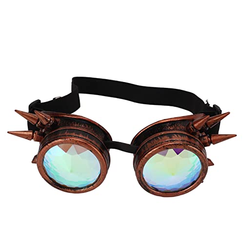 Srliya Steampunk Goggles Halloween Kaleidoscope Schutzbrille Regenbogen Einstellbare Trippy Psychedelische Steampunk -Schutzbrille (Kupferfarbe) von Srliya