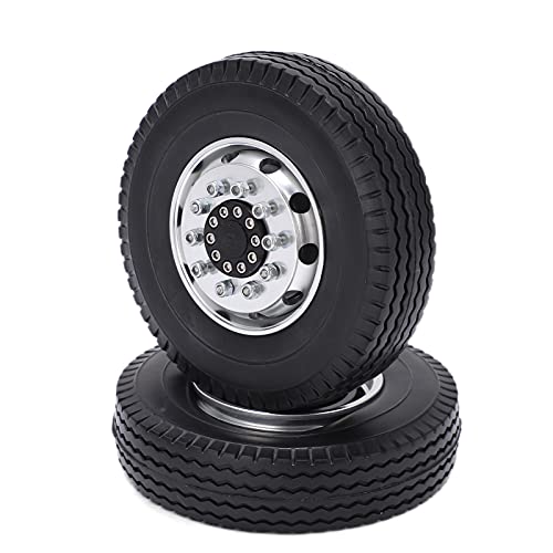 Srliya Vorderradnabe aus Aluminiumlegierung mit Breiten Reifen für 1/14 RC-Autos, Verschleißfest, Griffig, Stabil, RC-Anhänger-Traktor-LKW (Schwarz) von Srliya