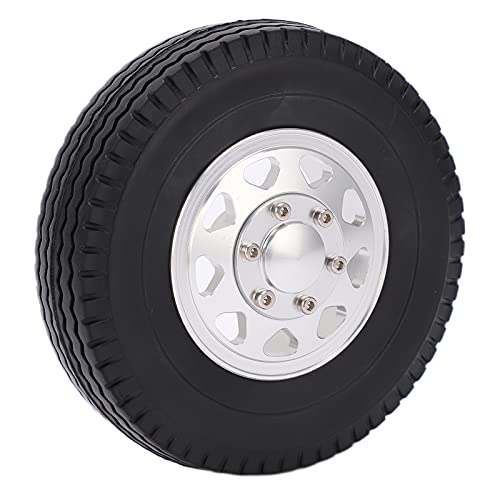 Srliya Vorderradnabe aus Aluminiumlegierung mit Breiten Reifen für 1/14 RC-Autos, Verschleißfest, Griffig, Stabil, RC-Anhänger-Traktor-LKW (Silber) von Srliya