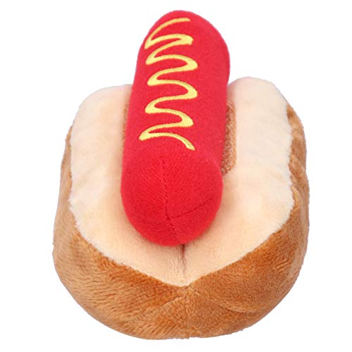 Srliya Weiche Plüschhundspielzeug, Hot Dog Form Sound Doll Toys für Katzen und Hunde, Einsamkeit Reliefspielzeug, Wenn Besitzer Nicht zu Hause, Größe 14x8x7 cm, Plüschmaterial von Srliya