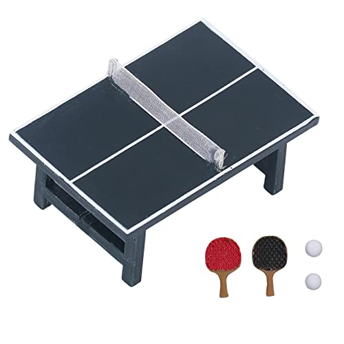 Puppenhaus-Tischtennis-Set, Kunstharz, Realistische Miniatur-Tischtennis-Modelldekoration für 1:12 Puppenhaus, 1:12 Miniatur-Puppenhaus-Dekoration, Puppenhaus-Zubehör von Srliya