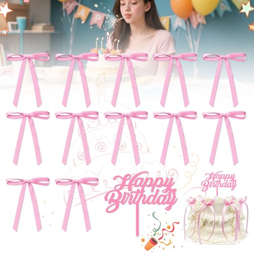 Srup 13 Stück Pinke Schleife Deko Torte, Tortendeko Blumentortenaufsatz, DIY Geburtstag Babyparty Braut Cake Decoration, Tortenaufsatz für Hochzeit, Geburtstag, Babyparty, Blumen DIY Cake Topper Srup 13 Stück Pinke Schleife Deko Torte, Tortendeko Blumentortenaufsatz, DIY Geburtstag Babyparty Braut Cake Decoration, Tortenaufsatz für Hochzeit, Geburtstag, Babyparty, Blumen DIY Cake Topper von Srup