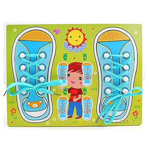 1pc Kinder Holzschuh Spitze Schnürung Sneaker -Board Lernen, EIN Schuhpädagogik zu schulen, das hölzerne Puzzle Peg Board Toys Praxis feine motorische Fähigkeiten für Kinder ab 3 Jahren (blau) von Ssguopte