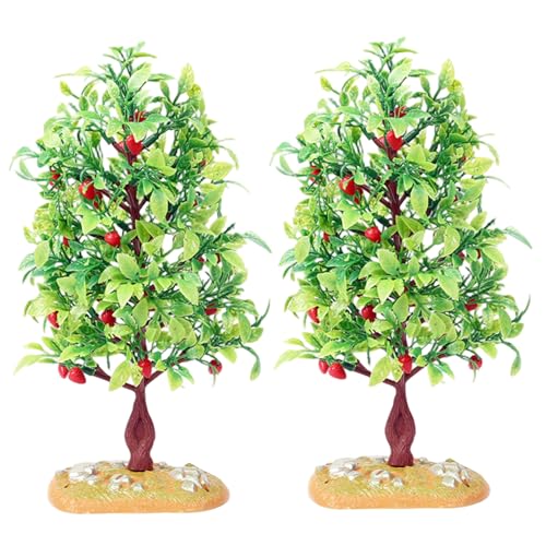 2pcsartificial Obstbaummodelle 8.27x3.94in Plastik Realistisch Simulation von Minibäumen für Handwerksmikro-Landschafts-Puppenhaus-Tisch-Landschaftsdekoration von Ssguopte