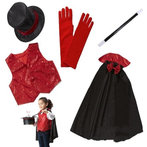 5pcs/Set Magier Kostüm Kindern tun Spiel Rollenspiel Stoff Magier Set Hut, Weste, Zauberstab, Umhang, Handschuh Kinder Dress -up Kostüme für Halloween, Party, Bühne 5pcs/Set Magier Kostüm Kindern tun Spiel Rollenspiel Stoff Magier Set Hut, Weste, Zauberstab, Umhang, Handschuh Kinder Dress -up Kostüme für Halloween, Party, Bühne von Ssguopte