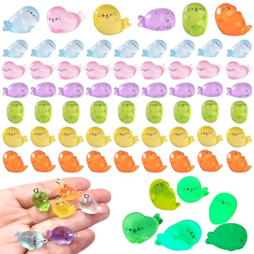 60pcs luminöse Mini -Harz -Tiere, Simulation niedliche Siegel Meerestiere Figuren, 6 Farben Fischtankdekorationen für Zuhause 60pcs luminöse Mini -Harz -Tiere, Simulation niedliche Siegel Meerestiere Figuren, 6 Farben Fischtankdekorationen für Zuhause von Ssguopte
