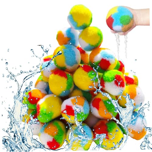60pcs wiederverwendbare Wasserkugeln, tragbare interaktive lustige Wasserschwammbällchen, sicheres weiches farbenfrohe Poolspielzeug für Strand Hinterhofparty von Ssguopte