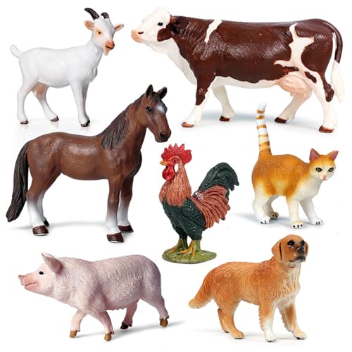 7pcs/festgelegte Figuren von Farmtieren, realistische Farm-Tierspielzeuge umfassen Kuh, Katze, Schwein und mehr, geruchsfreie Plastik-Nutztiere, pädagogische dekorative Tierfiguren für Zuhause, Schul von Ssguopte