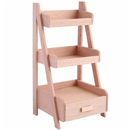 Dollhouse Möbel, unbemaltes hölzerne Anzeige Miniaturpflanzen Regal, 3-stufige Puppenhaus-Miniaturen 1/12 Maßstab Accessoires Rack für DIY Miniature Fairy Garden Decoration Dollhouse Möbel, unbemaltes hölzerne Anzeige Miniaturpflanzen Regal, 3-stufige Puppenhaus-Miniaturen 1/12 Maßstab Accessoires Rack für DIY Miniature Fairy Garden Decoration von Ssguopte