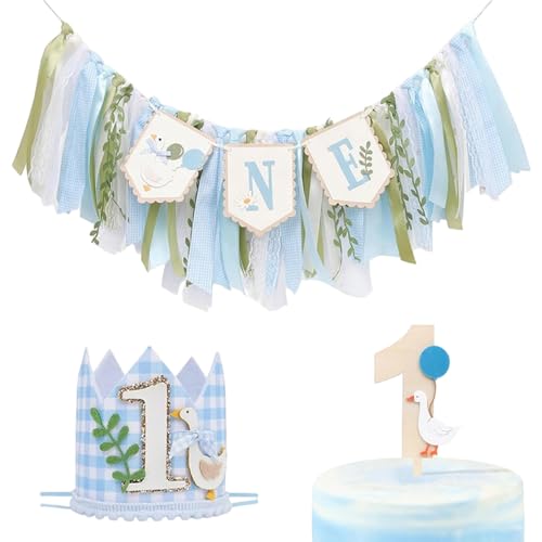 Eine dumme Gäste Geburtstagsdekor Junge, 80 Zoll Hochstuhl Banner mit Partyhut & Kuchen -Topper, 1. Geburtstagsdekorationen Junge von Ssguopte