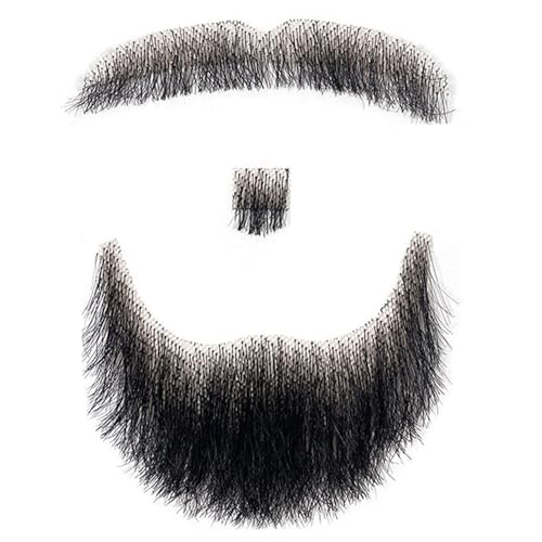 Fake Bart Set, menschliches Haarmaterial unsichtbarer Spitze Simulierter Bart Halloween Modell 2 von Ssguopte