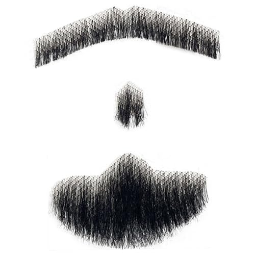 Gefälschter Bartset, menschliches Haarmaterial, unsichtbarer Spitze Simulierter Bart Halloween Modell 1 von Ssguopte