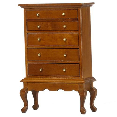 Puppenhaustisch mit 5 Schublade 1:12 Puppenhausmöbel Holz Miniaturmöbel mit Bein Walnuss Farbe DIY Dekorative Puppenhaustisch mit 5 Schublade 1:12 Puppenhausmöbel Holz Miniaturmöbel mit Bein Walnuss Farbe DIY Dekorative von Ssguopte