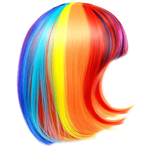 Ssguopte Regenbogenperücke 12 Zoll Kurze farbenfrohe Perücke atmungsaktiven synthetischen Spaß Perücken Frauen Party Ssguopte Regenbogenperücke 12 Zoll Kurze farbenfrohe Perücke atmungsaktiven synthetischen Spaß Perücken Frauen Party von Ssguopte