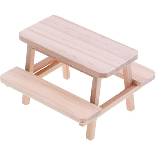 Ssguopte 1:12 Skala Holzpuppenhausmöbel Set - Miniatur -Küchentisch und Stuhl für Home Decoration von Ssguopte