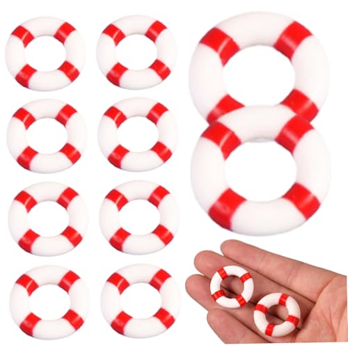 Ssguopte 10pcs Dollhouse Accessoires, Harz Mini -Lebensring, 1 Zoll Tiny Life Preserver Ring für Micro Landscape Dollhouse Mini Beach Dekoration von Ssguopte