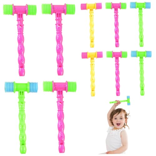 Ssguopte 10pcs Quietschhammer Spielzeug 4x9 Zoll Cartoon Interaktiver Dicker Plastikspielzeughammer mit Geräusch für Partyvorbefugten Spiele Bestrafung von Ssguopte