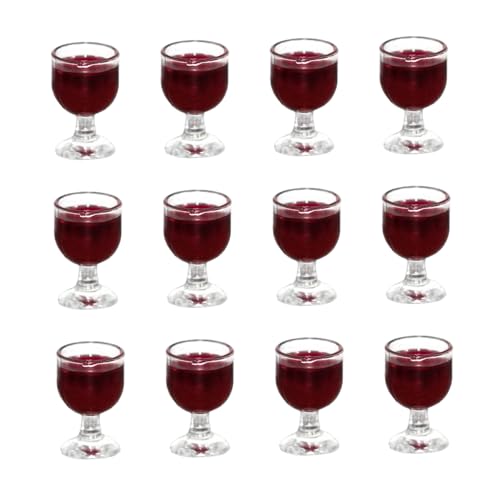Ssguopte 12pcs Mini Weingläser, 0, 6x0.4 Mini Wine Dollhouse Miniatures Harz 1/12 Maßstab Accessoires für Puppenhausküchenspielzeug von Ssguopte