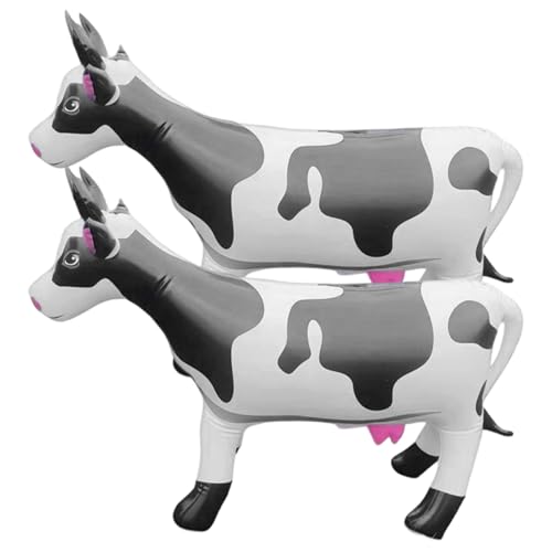 Ssguopte 2 aufblasbare Kuh-Figuren (89 x 60 cm), lebensechte aufblasbare Kuh, dekorative Tiere, PVC-Bullen-Pool-Schwimmfigur für Halloween-Partys von Ssguopte