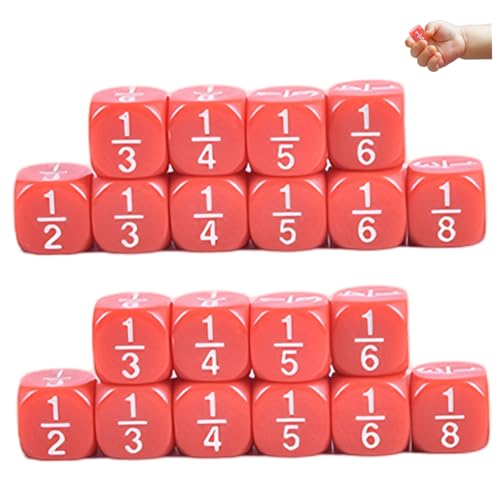Ssguopte 20pcs Fraction Dice Multi Faceted Math Dice Bildungsklasse Set Table Game Accessoires für Kinder Mathematikpraxis, rot von Ssguopte