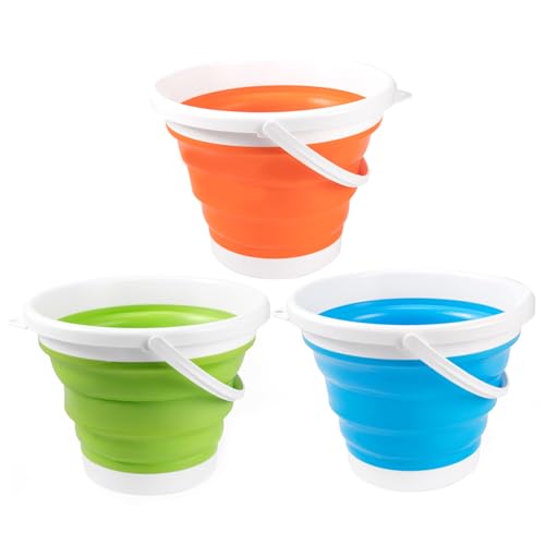 Ssguopte 3pcs zusammenklappbarer Sandeimer für Kinder, 3L -Klapper -Eimer mit Hangloch, Poolspielzeug für Gartenarbeit, Reisen, Angeln, Reinigen, Camping von Ssguopte