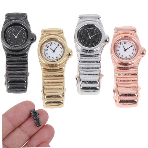 Ssguopte 4PCS Mini Watch, 1:12 Puppenhauszubehör, Metallminiaturen für Einstellungen Ssguopte 4PCS Mini Watch, 1:12 Puppenhauszubehör, Metallminiaturen für Einstellungen von Ssguopte