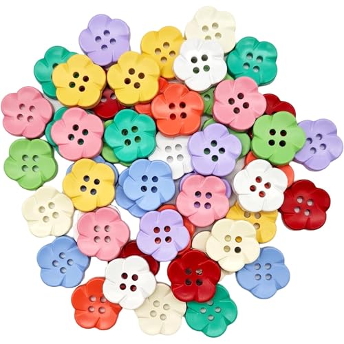 Ssguopte 50pcs Blumenknöpfe, 0, 7 Zoll großen massenartigen farbenfrohen Blütennähknöpfe zum Nähen von Handwerkshemden Kleidung Dekorationen von Ssguopte